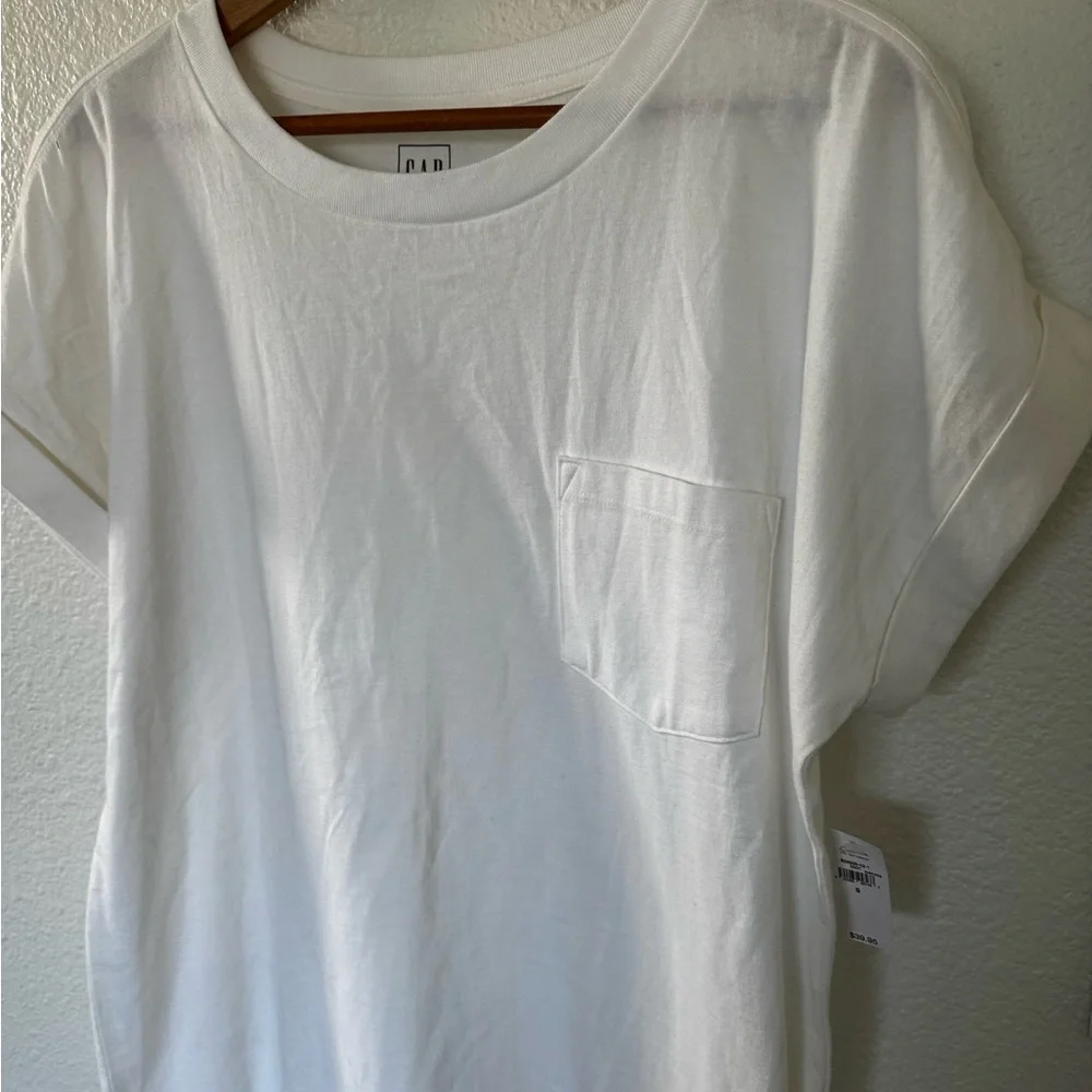 NWT Gap 100% Cotton Casual White T-Shirt Dress with Pocket Women’s Small - Picture 3 of 7